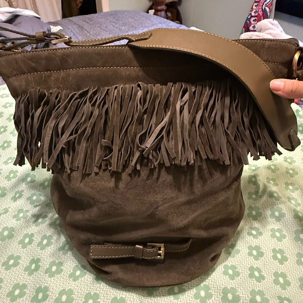Burberry Vintage fringed suede bucket tote